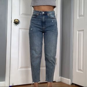 H&M high rise distressed mom jeans